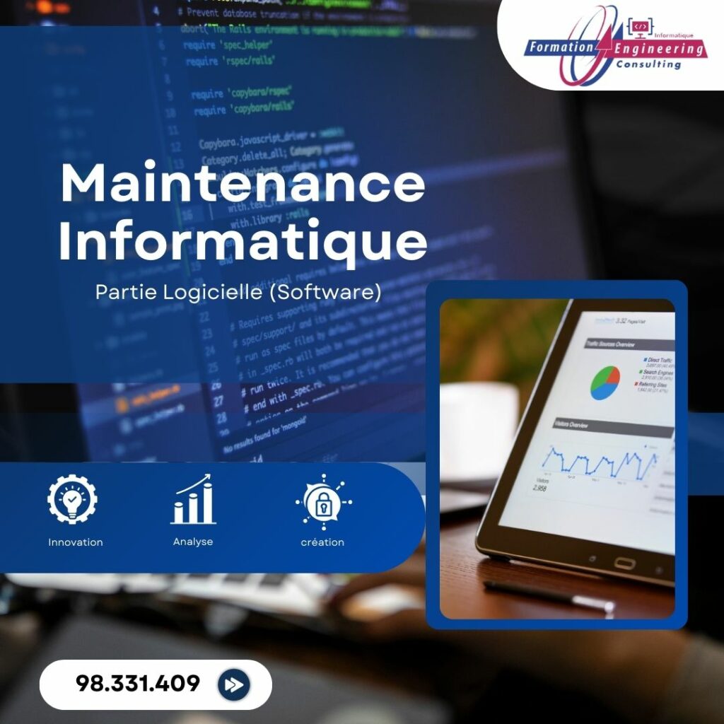 Technicien informatique réparant des problèmes logiciels sur ordinateur.