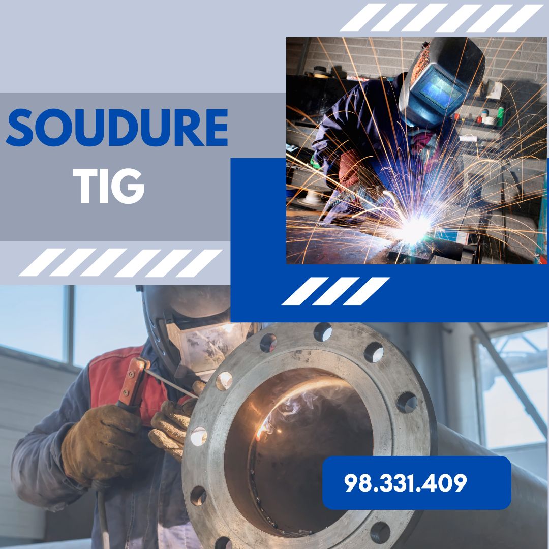 Soudeur en action avec masque TIG.