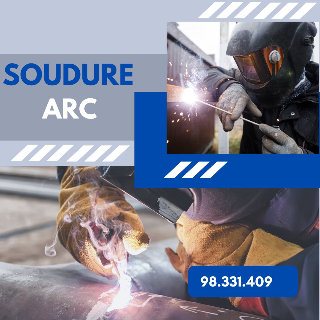 Apprenant en train de souder à l’arc électrique.