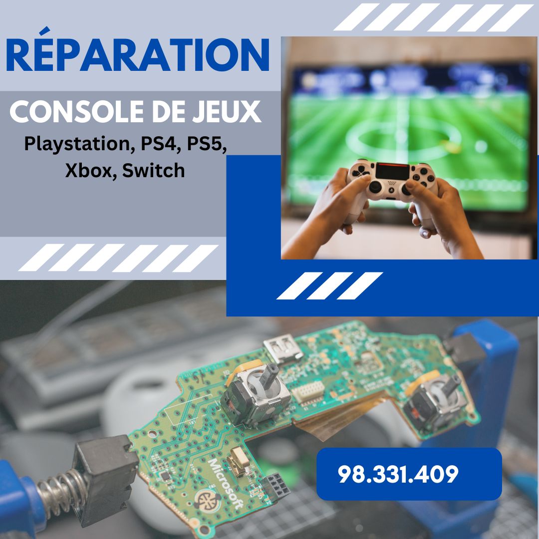 Technicien démontant une console PS4 dans un cadre professionnel.