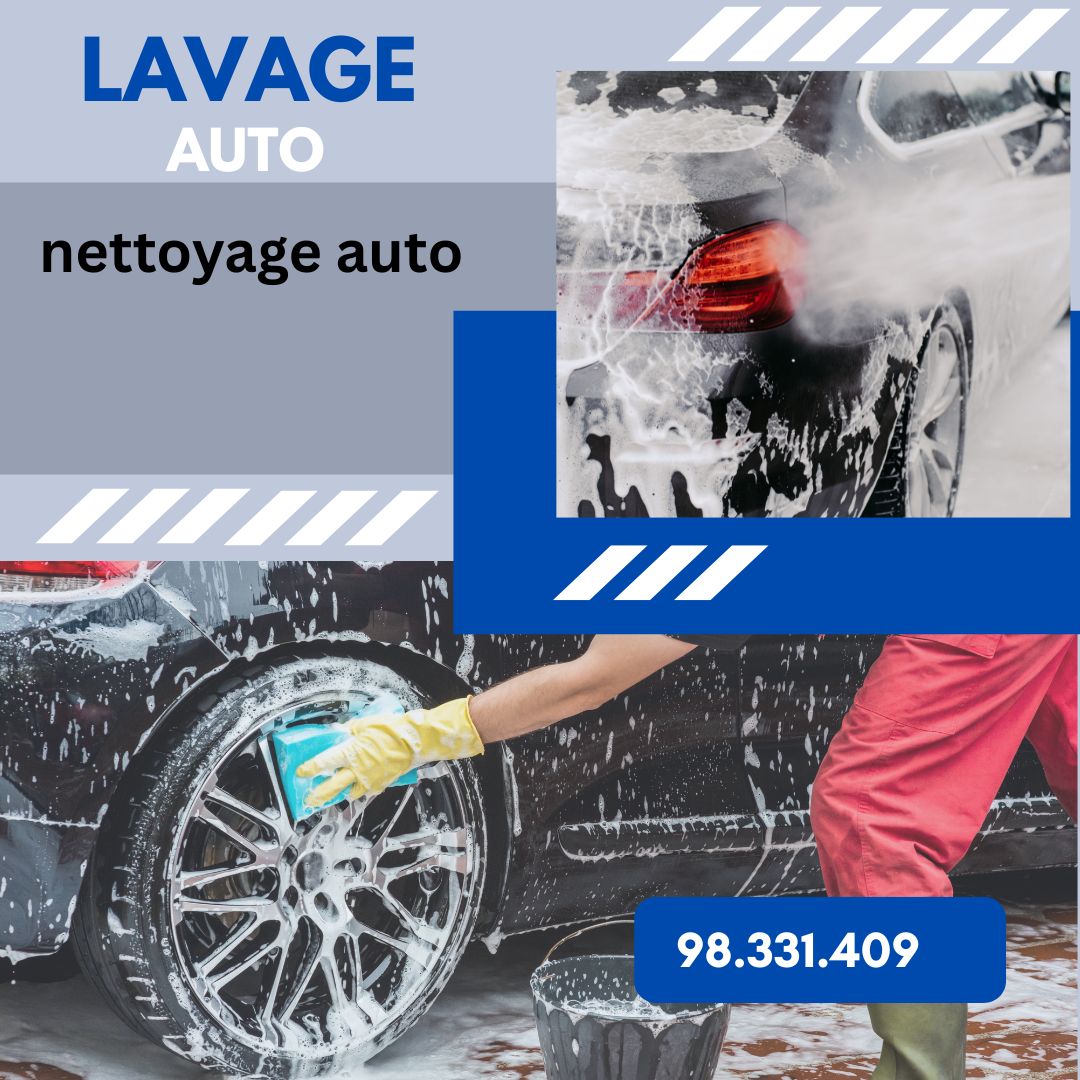 Voiture en cours de nettoyage professionnel.