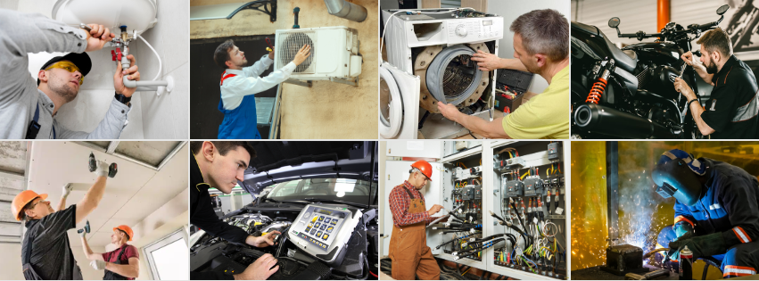 Découvrez nos formations pratiques dans les métiers techniques et manuels. Plomberie, Climatisation, Soudure, ARC, TIG, SEM, MIG MAG, Placo platre, Auto, Moto, réparation, mécanique, métier, accéléré