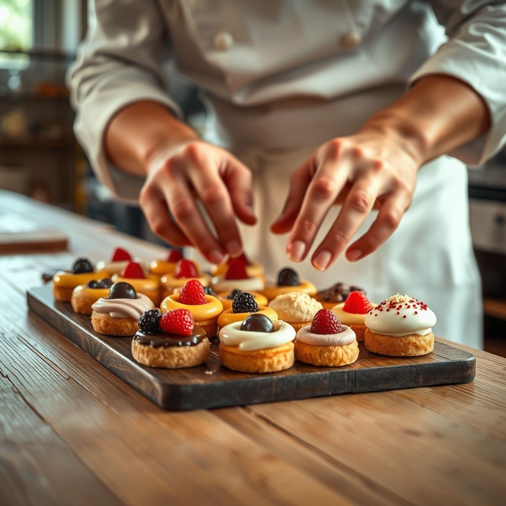 Formation en mini-pâtisserie sucrée pour buffets et événements.
